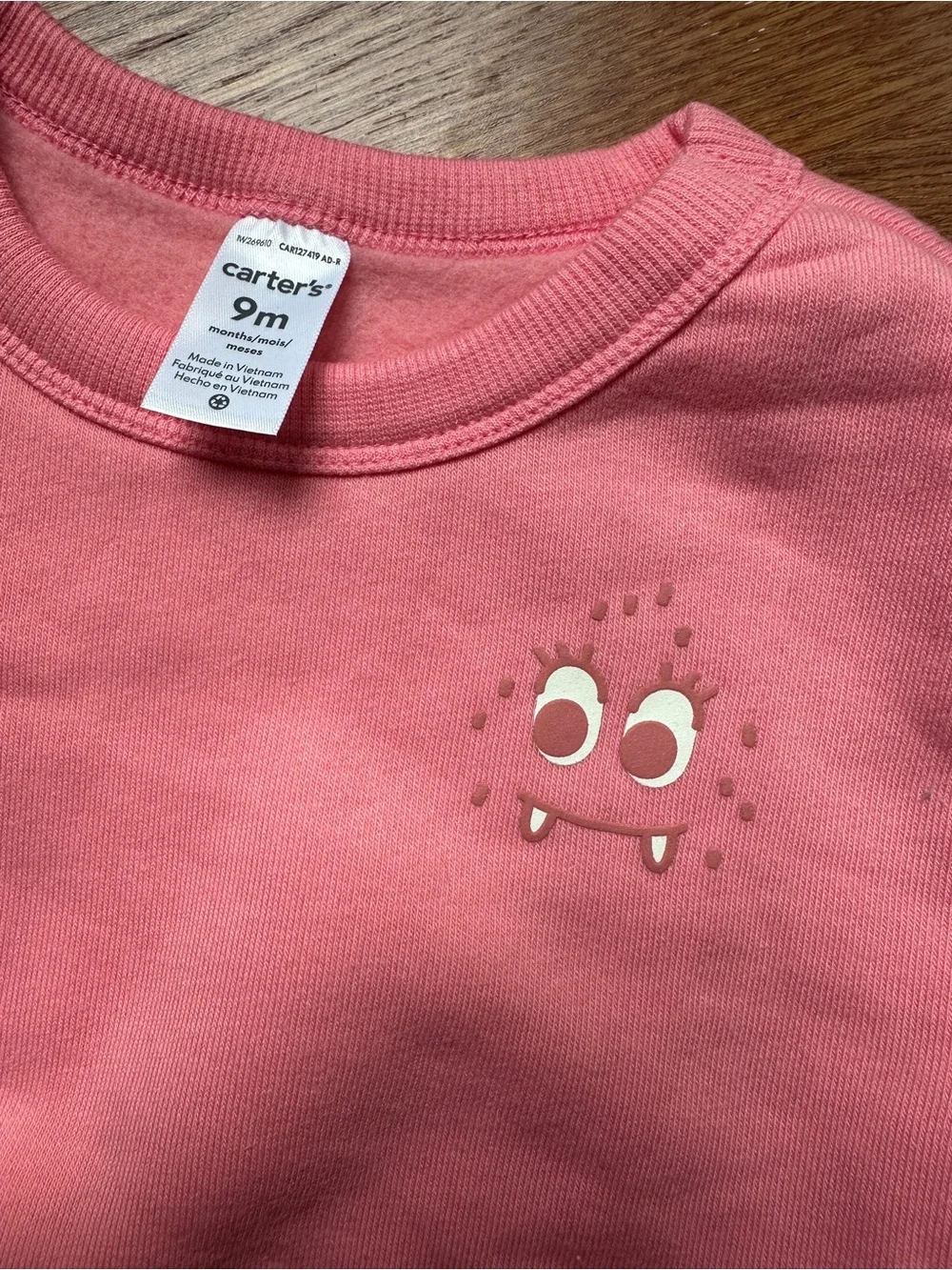 Carter's Pink Crewneck Sweatshirt with Playful Monster